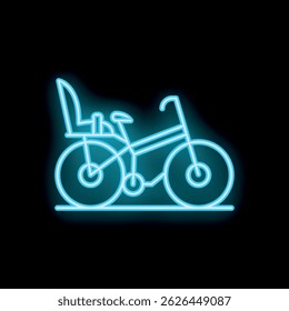 Blue neon sign representing a cargo bike, evoking a modern and eco friendly way of transporting goods in urban areas