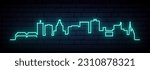 Blue neon skyline of Cedar Rapids. Bright Cedar Rapids long banner. Vector illustration.