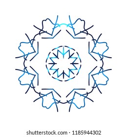 Blue neon snowflakes. Winter snowflakes hologram. Vector illustration on isolated background.