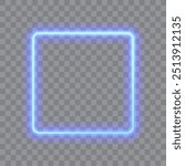 Blue neon square, glowing frame isolated vector illustration.