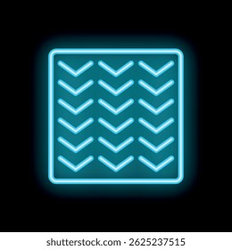 Blue neon square glowing on a black background with multiple arrows pointing down