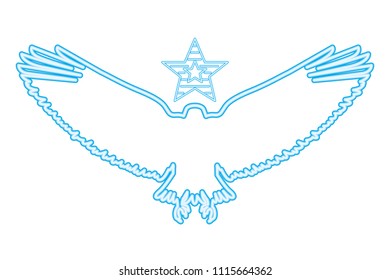 blue neon star american eagle with open spread wings