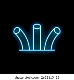 Ícone de estilo neon azul de um cabo de internet de fibra óptica brilhando sobre um fundo preto