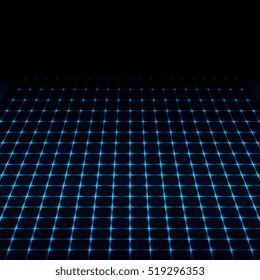 Blue neon tech squares abstract design. Vector background