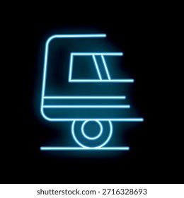 Tren de neón azul que se mueve rápidamente en la ilustración del icono de los carriles sobre fondo negro