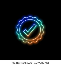 Blue Neon Validation Check – Digital Confirm Icon