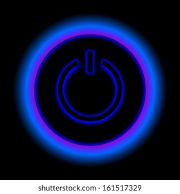 Blue neon vector button