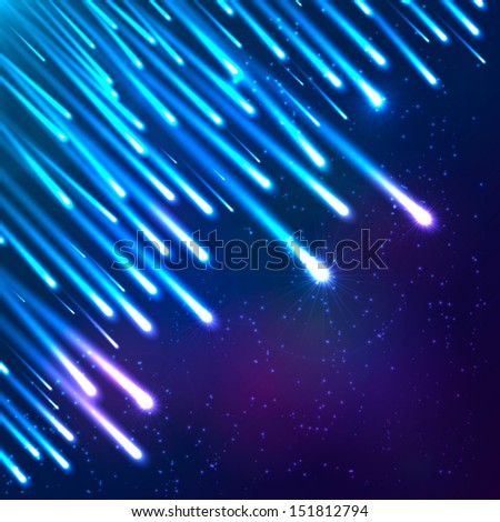 Blue neon vector falling down meteorites Stock photo © 