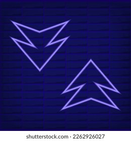 blue neon vector flat set icon of colorful arrows isolated