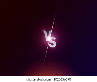 Blue Neon Versus Logo Vs Letters For Sports And Fight Competition. Battle Vs Match, Game Concept Competitive Vs. Vector Illustration