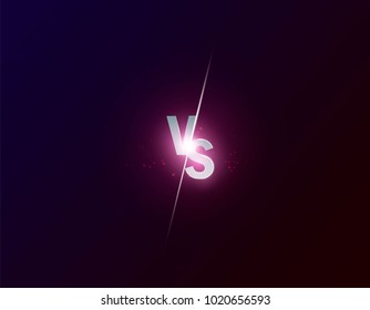 Blue Neon Versus Logo Vs Letters For Sports And Fight Competition. Battle Vs Match, Game Concept Competitive Vs. Vector Illustration