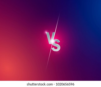 Blue neon versus logo vs letters for sports and fight competition. Battle vs match, game concept competitive vs. Vector illustration