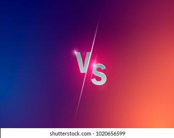 Blue neon versus logo vs letters for sports and fight competition. Battle vs match, game concept competitive vs. Vector illustration