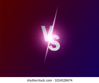 Blue neon versus logo vs letters for sports and fight competition. Battle vs match, game concept competitive vs. Vector illustration eps 10