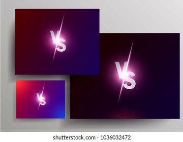 Blue neon versus logo vs letters for sports and fight competition. Battle vs match, game concept competitive vs. Vector illustration