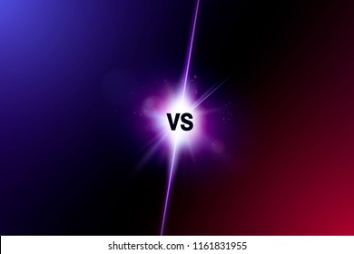 Blue neon versus logo vs letters for sports and fight competition. Battle vs match, game concept competitive vs.eps 10 Vector illustration