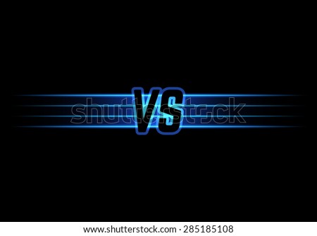 Blue Neon Versus Logo. VS Vector Letters Illustration. Competition Icon. Fight Symbol.