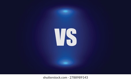 Blue neon VS battle screen background design featuring bold white typography with glowing light effects on a dark backdrop. Perfect for competitions, gaming battles, product comparisons, debates, and digital projects highlighting rivalry and contrast.
