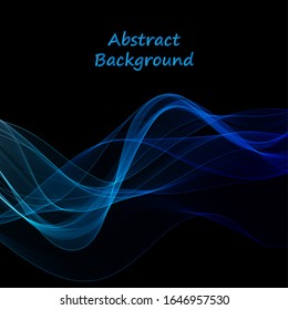 blue neon wave. vector abstract lines. template for advertising