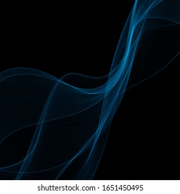 blue neon wave. vector abstract lines. template for advertising