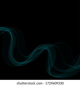 blue neon wave. vector abstract lines. template for advertising