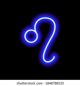 Blue neon zodiac sign Leo. Predictions, astrology, horoscope.