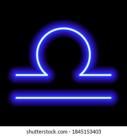 Blue neon zodiac sign Libra. Predictions, astrology, horoscope.