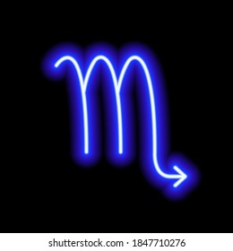 Blue neon zodiac sign Scorpio. Predictions, astrology, horoscope.