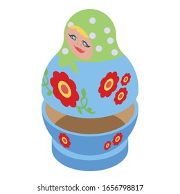 Blue nesting doll icon. Isometric of blue nesting doll vector icon for web design isolated on white background