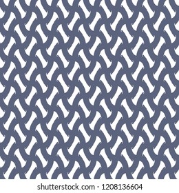 Blue net made of wavy stripes with thorny edges. Textile pattern. Tile. Vector illustration.