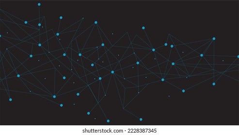 Red azul. Conexión abstracta sobre fondo negro. Fondo de tecnología de red con puntos y líneas para escritorio. Antecedentes. Concepto abstracto moderno. Fondo de línea, vector de tecnología de red