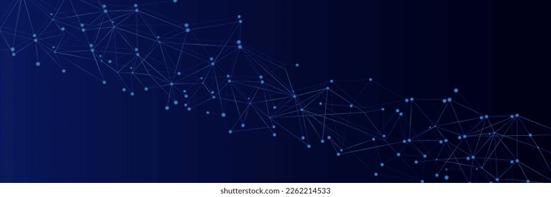 Blue network. Abstract connection on gradient background. 3D Network technology background with dots and lines for desktop. Ai system background. Abstract concept. Line background, network technology