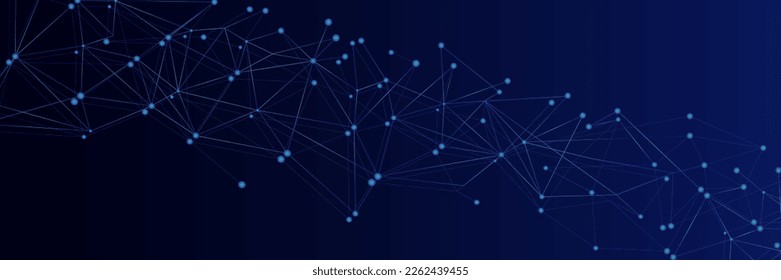 Blue network. Abstract connection on gradient background. 3D Network technology background with dots and lines for desktop. Ai system background. Abstract concept. Line background, network technology