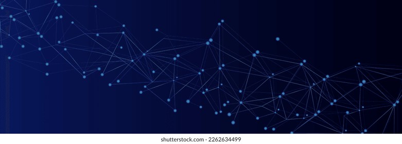 Blue network. Abstract connection on gradient background. 3D Network technology background with dots and lines for desktop. Ai system background. Abstract concept. Line background, network technology