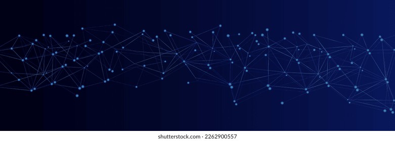 Blue network. Abstract connection on gradient background. 3D Network technology background with dots and lines for desktop. Ai system background. Abstract concept. Line background, network technology