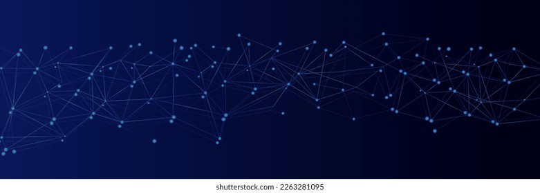 Blue network. Abstract connection on gradient background. 3D Network technology background with dots and lines for desktop. Ai system background. Abstract concept. Line background, network technology