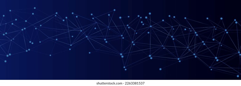 Blue network. Abstract connection on gradient background. 3D Network technology background with dots and lines for desktop. Ai system background. Abstract concept. Line background, network technology