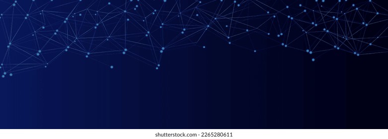 Blue network. Abstract connection on gradient background. 3D Network technology background with dots and lines for desktop. Ai system background. Abstract concept. Line background, network technology