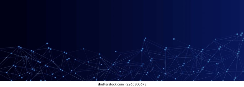 Blue network. Abstract connection on gradient background. 3D Network technology background with dots and lines for desktop. Ai system background. Abstract concept. Line background, network technology