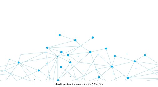 Blue network. Abstract connection on white background. Blue network technology background with dots and lines for desktop. Ai system background. Abstract concept. Line background, network technology