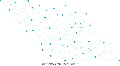 Blue network. Abstract connection on white background. Blue network technology background with dots and lines for desktop. Ai system background. Abstract concept. Line background, network technology