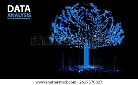 Blue network of branches resembling blockchain structures. Ideal for crypto companies, financial reports, and decentralization pitches. Vector abstract geometric background