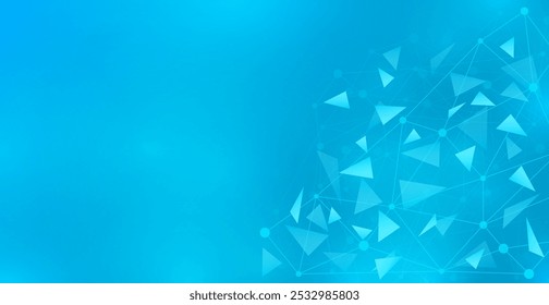 Blue Network Connection Technology Background With Triangle. Vector Illustration. Abstract Business Wallpaper. Geometric Banner