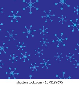 Blue Network icon isolated seamless pattern on blue background. Global network connection. Global technology or social network. Connecting dots and lines. Vector Illustration