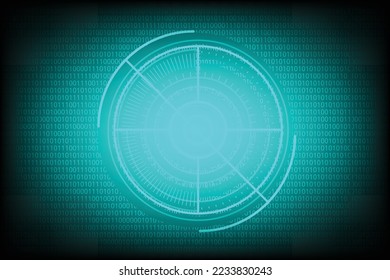 blue network light code of circle with code abstract technology background