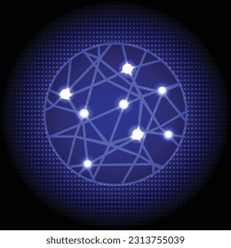 onda de luz de red azul de círculo con fondo de tecnología punto abstracto