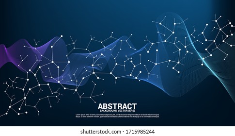 Blue Network line Connecting dot molecule  background. Concept of Network Business, technology, Data and chemical. Dot connect line abstract background represent futuristic network and data transforma