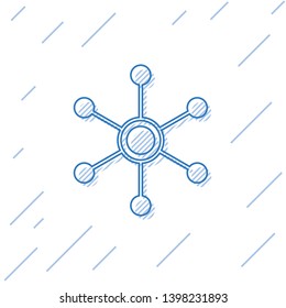 Blue Network line icon isolated on white background. Global network connection. Global technology or social network. Connecting dots and lines. Vector Illustration