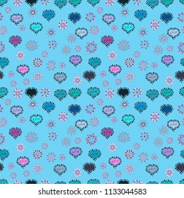 Blue, neutral and black. Vector illustration. Valentines day hearts. Texture background texture.