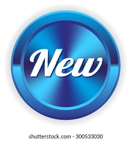 Blue new button on white background